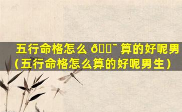 五行命格怎么 🐯 算的好呢男（五行命格怎么算的好呢男生）